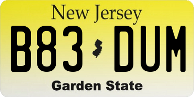 NJ license plate B83DUM