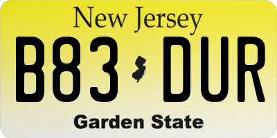 NJ license plate B83DUR