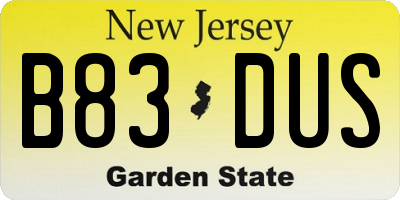 NJ license plate B83DUS
