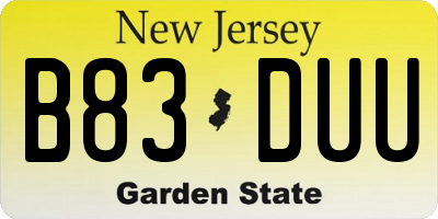 NJ license plate B83DUU