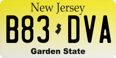 NJ license plate B83DVA