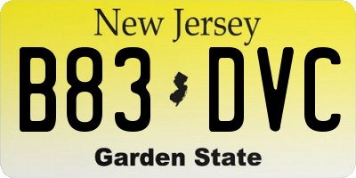 NJ license plate B83DVC