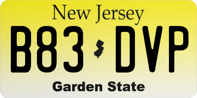 NJ license plate B83DVP