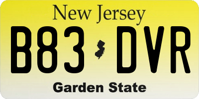 NJ license plate B83DVR