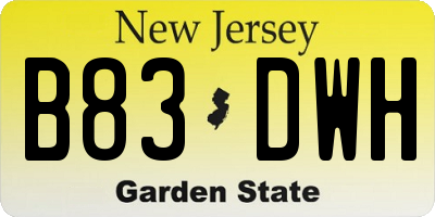 NJ license plate B83DWH
