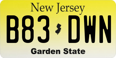 NJ license plate B83DWN