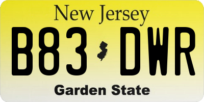 NJ license plate B83DWR
