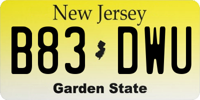 NJ license plate B83DWU