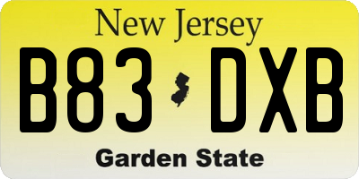 NJ license plate B83DXB