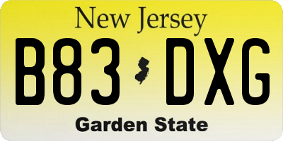 NJ license plate B83DXG