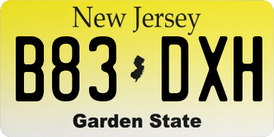 NJ license plate B83DXH