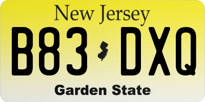 NJ license plate B83DXQ