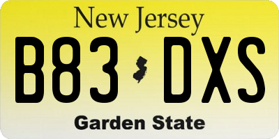 NJ license plate B83DXS