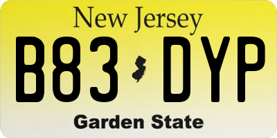 NJ license plate B83DYP