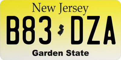 NJ license plate B83DZA