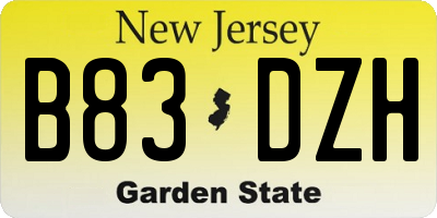 NJ license plate B83DZH