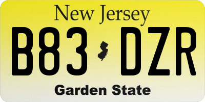 NJ license plate B83DZR