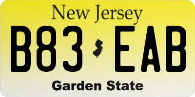 NJ license plate B83EAB