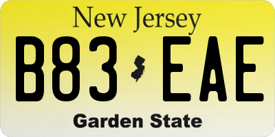 NJ license plate B83EAE