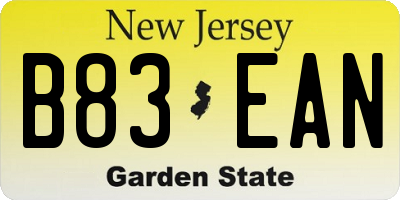 NJ license plate B83EAN