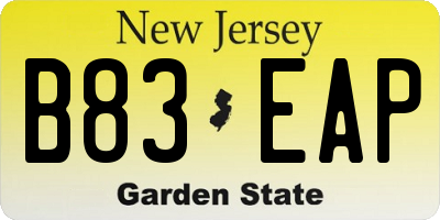 NJ license plate B83EAP