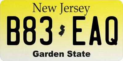 NJ license plate B83EAQ