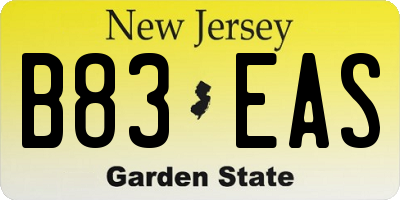 NJ license plate B83EAS
