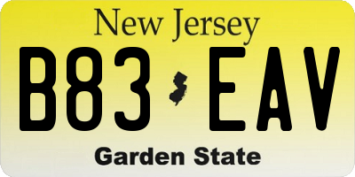 NJ license plate B83EAV