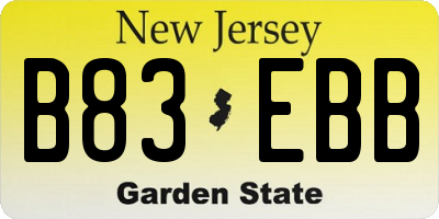 NJ license plate B83EBB