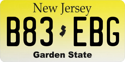 NJ license plate B83EBG