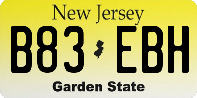 NJ license plate B83EBH