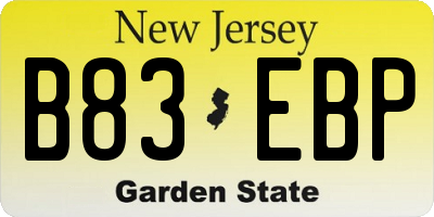 NJ license plate B83EBP