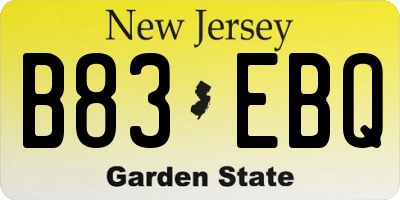 NJ license plate B83EBQ