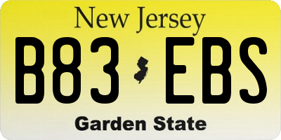 NJ license plate B83EBS