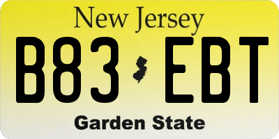 NJ license plate B83EBT