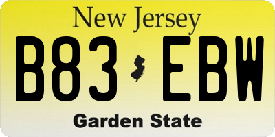 NJ license plate B83EBW