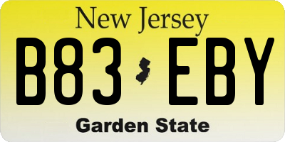 NJ license plate B83EBY