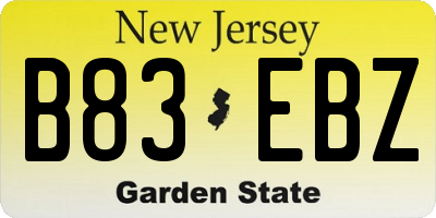 NJ license plate B83EBZ