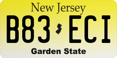NJ license plate B83ECI