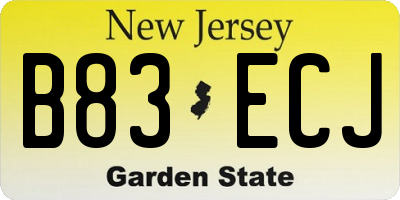 NJ license plate B83ECJ