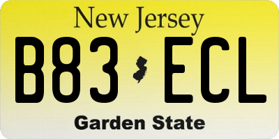 NJ license plate B83ECL