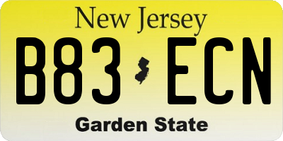 NJ license plate B83ECN