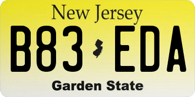 NJ license plate B83EDA