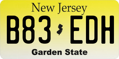 NJ license plate B83EDH
