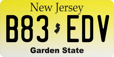 NJ license plate B83EDV