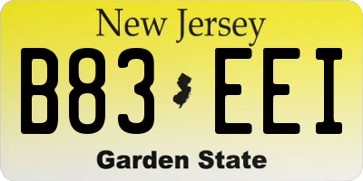 NJ license plate B83EEI