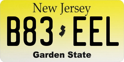 NJ license plate B83EEL