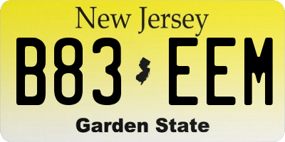 NJ license plate B83EEM