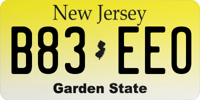 NJ license plate B83EEO