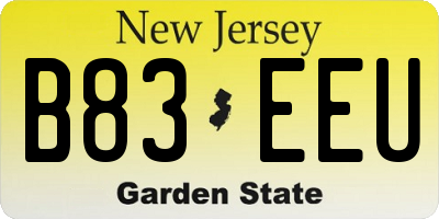 NJ license plate B83EEU